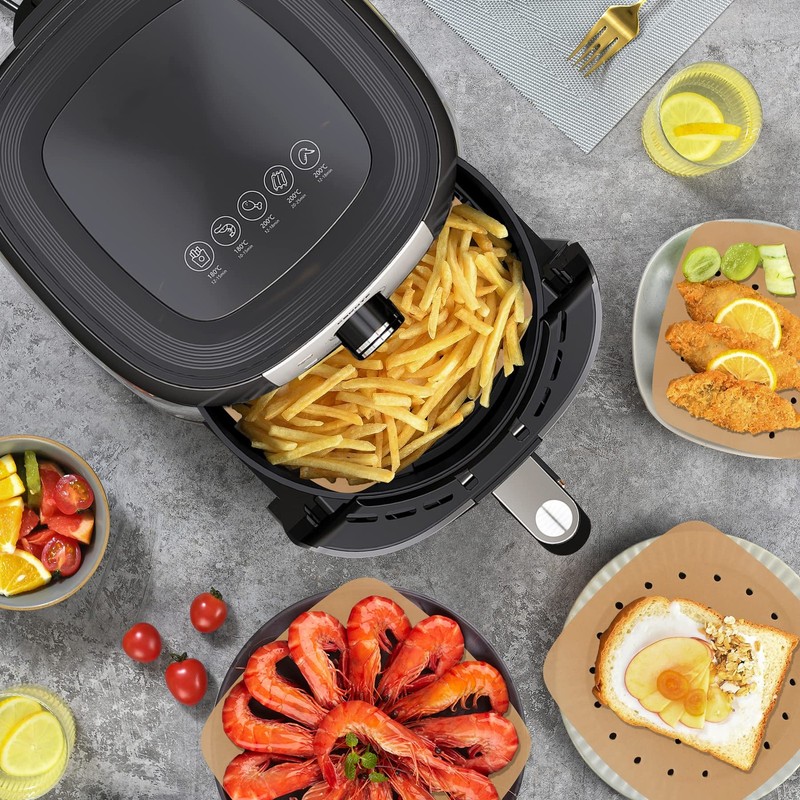 Air Fryer Liners, 200Pcs Square, 8.5 Inch 200 Count (Pack of 1), Unbleached gallery