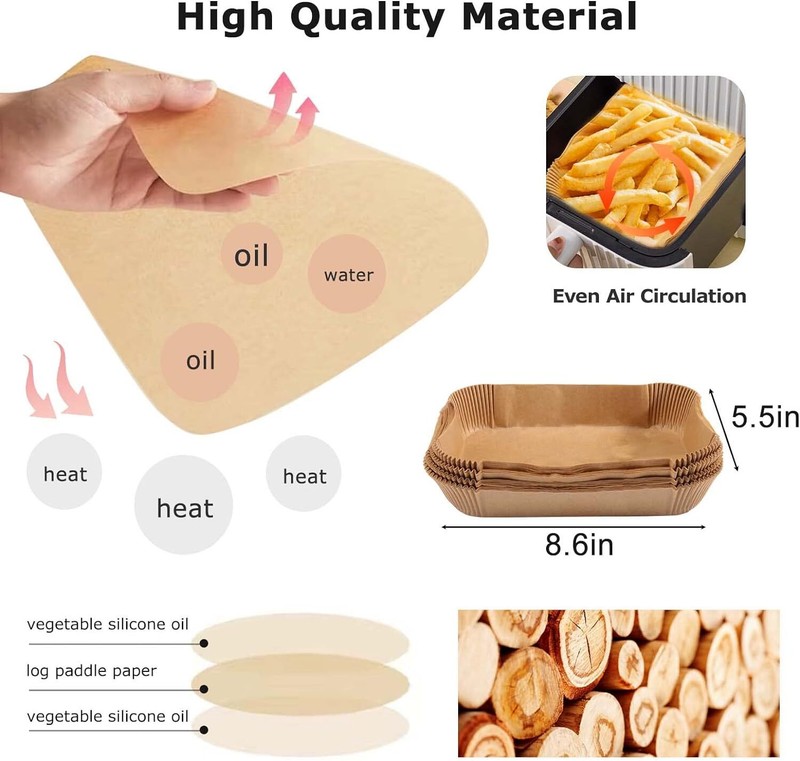 100Pcs Baking Paper Liners for Air Fryers - Rectangular gallery