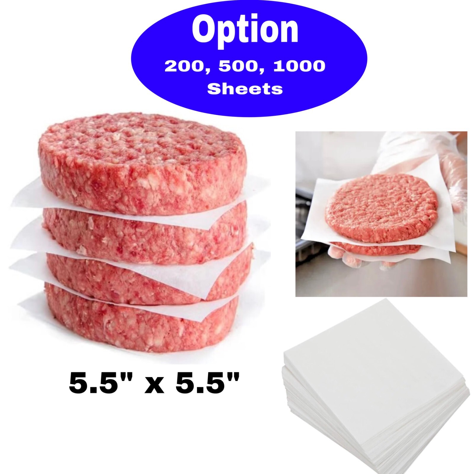 Square Parchment Patty Paper Non-stick Waxed Hamburger Sheets 5.5" x 5.5" gallery