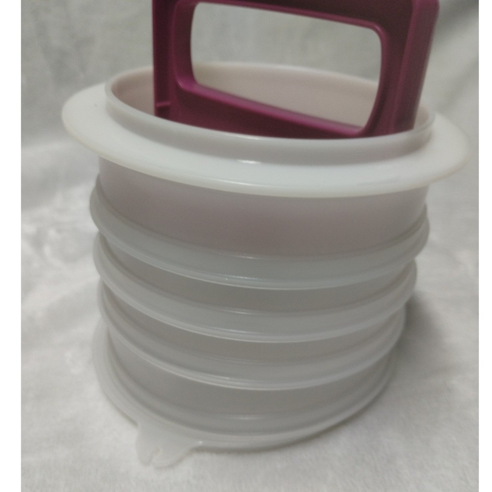 Tupperware Hamburger Press and Keepers Set Magenta White Patty Maker 6pc