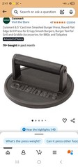 Cuisinart 6.5″ Cast Iron Non-Stick Burger Press, Black, Medium, Round