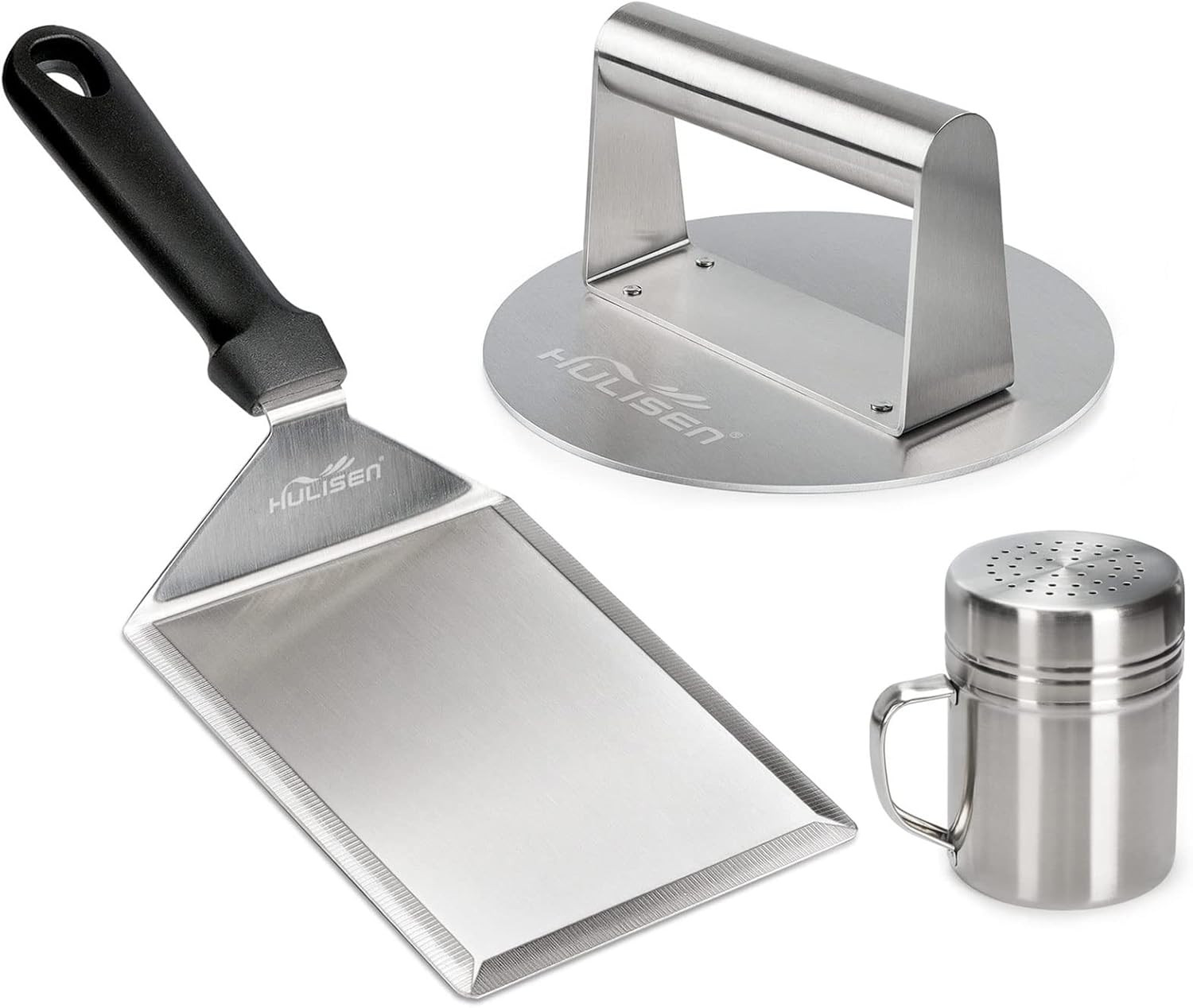 Smashed Burger Kit, Stainless Steel Burger Press, Grill Spatula and Spice Dredge gallery
