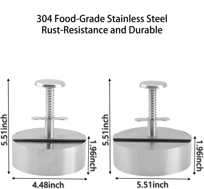 Hamburger Press Patty Maker, 304 Stainless Steel Non Stick Beef Mold 5.5in gallery