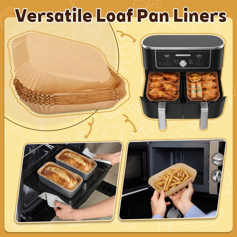 Tosstuki 300 Pcs Air Fryer Liners Disposable Parchment 8.6 x 5.5 Inch, Brown gallery