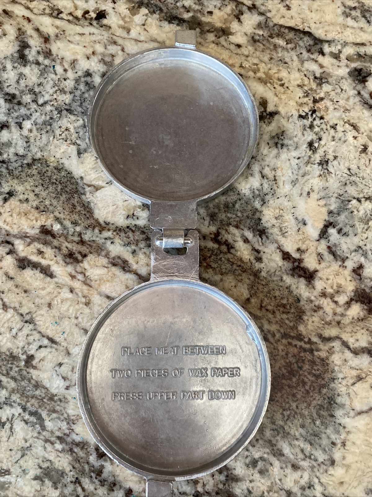 Vintage Farmhouse Cow Metal Hamburger Patty Press Embossed Kitchen Tool gallery