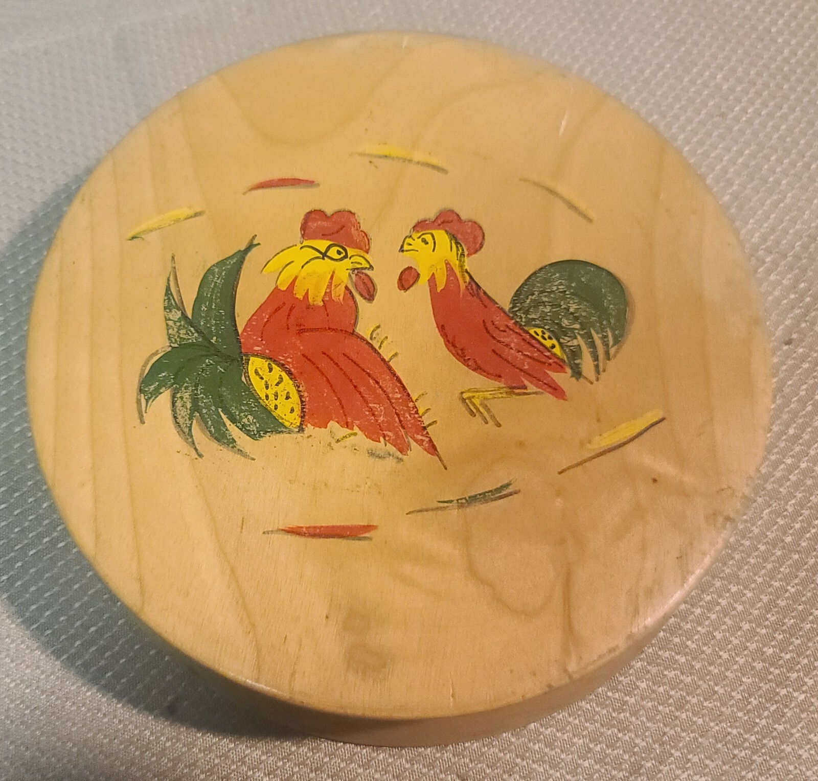 Vintage 1950's Rooster and Chicken Hamburger Wood Press Japan gallery