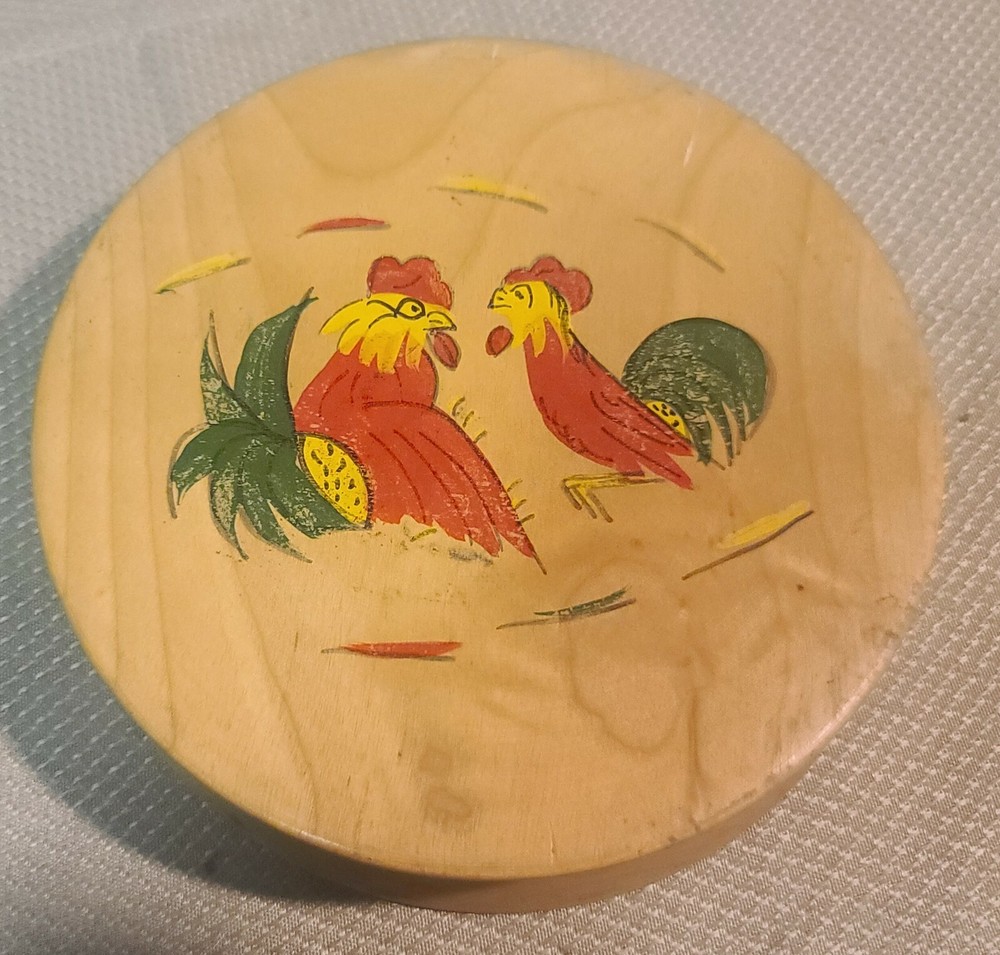 Vintage 1950's Rooster and Chicken Hamburger Wood Press Japan