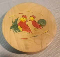 Vintage 1950’s Rooster and Chicken Hamburger Wood Press Japan