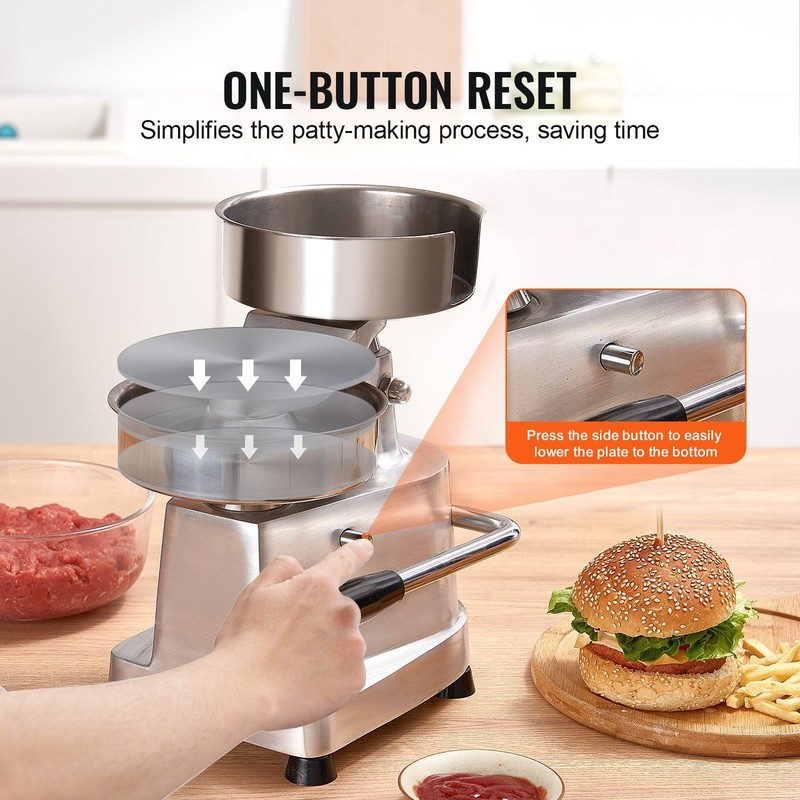 150mm/6" Hamburger Patty Press - Heavy Duty Stainless Steel w/ 1000 Papers gallery