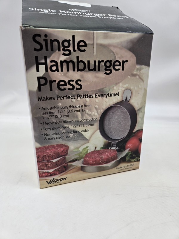 Weston Single Hamburger Press Adjustable Thickness Heavy Duty Non Stk Aluminum gallery