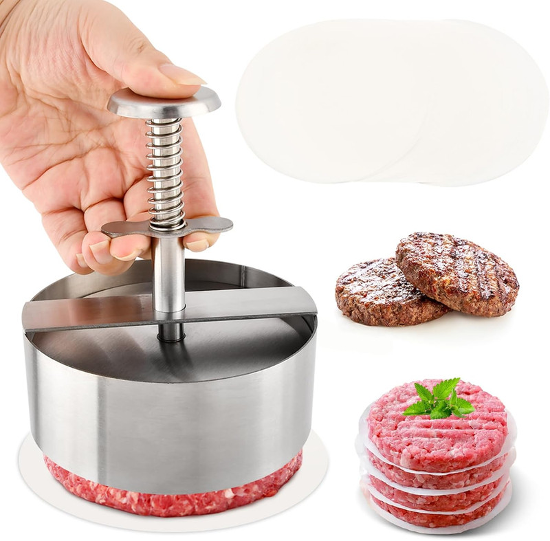 304 Stainless Steel Burger Press, Adjustable Hamburger Patty Maker, Dishwasher S gallery