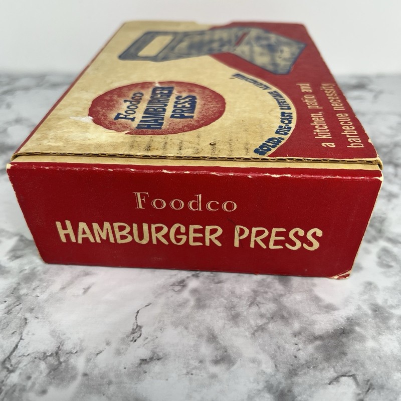 Vintage Foodco Hamburger Press Solid Die-Cast Lifetime Aluminum w/ Original Box gallery