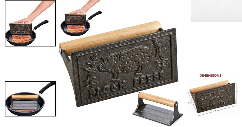 Elegant Heavy-Duty Bacon Press - Rectangular Cast Iron Press for All Stovetops gallery