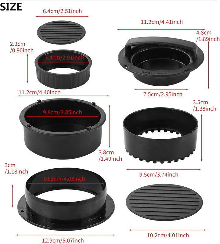4-in-1 Burger Press Patty Maker, Sandwich Cutter and Sealer Set with 100 pcs Wax gallery