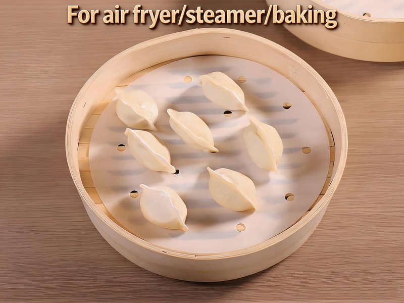 100pcs 10" Anti-Stick Steamer Paper, Round Air Fryer Parchment 10-Inch, White gallery