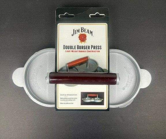 Jim Beam Non Stick Heavy Duty Aluminum Double Burger Press - New