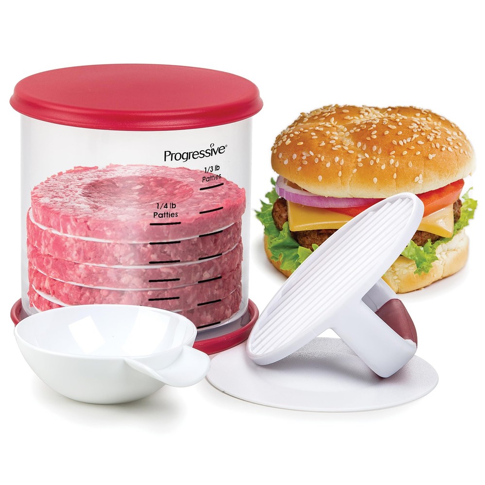 Perfect Burger Press Set Press Store Up To 6 Burgers Non-Skid Base