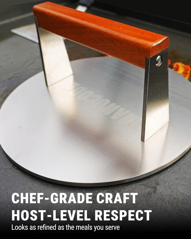 Smash Burger Press, 3.8-Lb Burger Smasher, 9-Inch Bacon Press for Batch Cooki... gallery