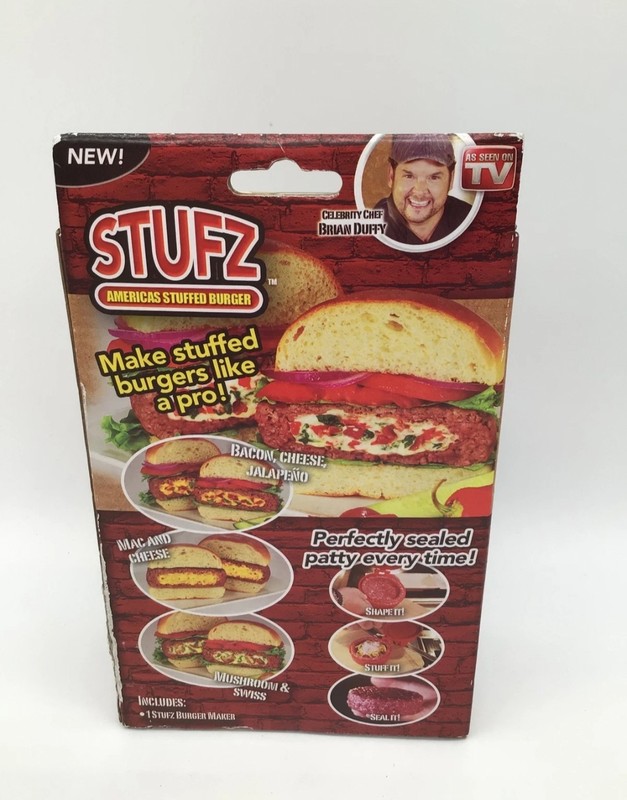 NIB STUFZ Burger Stuffer Hamburger Maker Stuffed Patty Press BBQ As Seen On TV! gallery