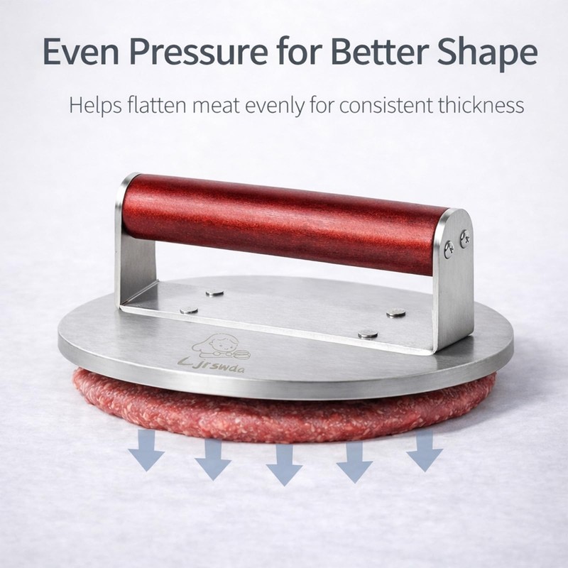 8.5" Extra Large Stainless Steel Burger Press,2.5 Lb Round Metal Burger Smash... gallery