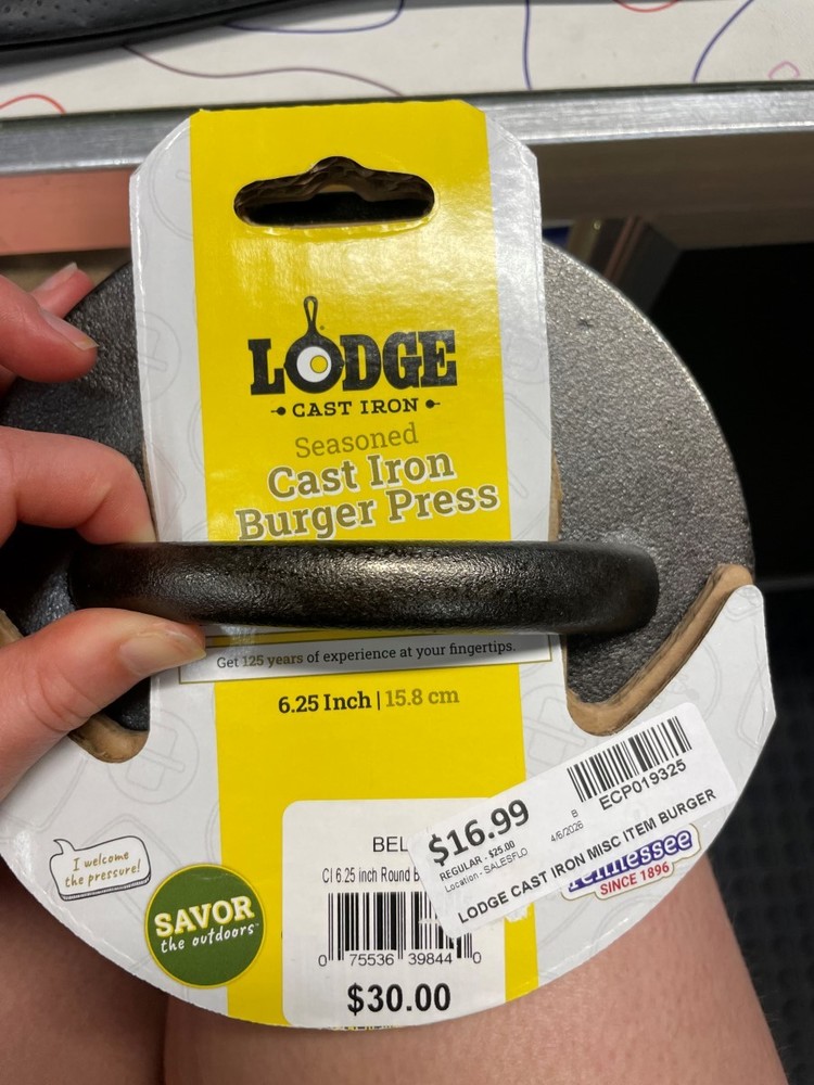 NEW-LODGE CAST IRON BURGER PRESS (ECP019325)