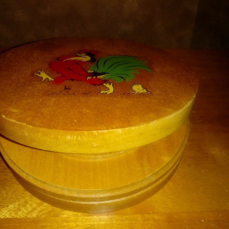 Vintage Hamburger Burger Press Rooster Hinged Wood Lid Mid Century Burger MCM gallery