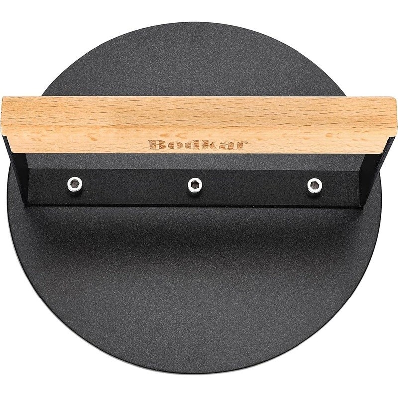 6 Inch Burger Smasher Grill Press Iron Metal Flat Smooth Handle Cooking Tool New gallery
