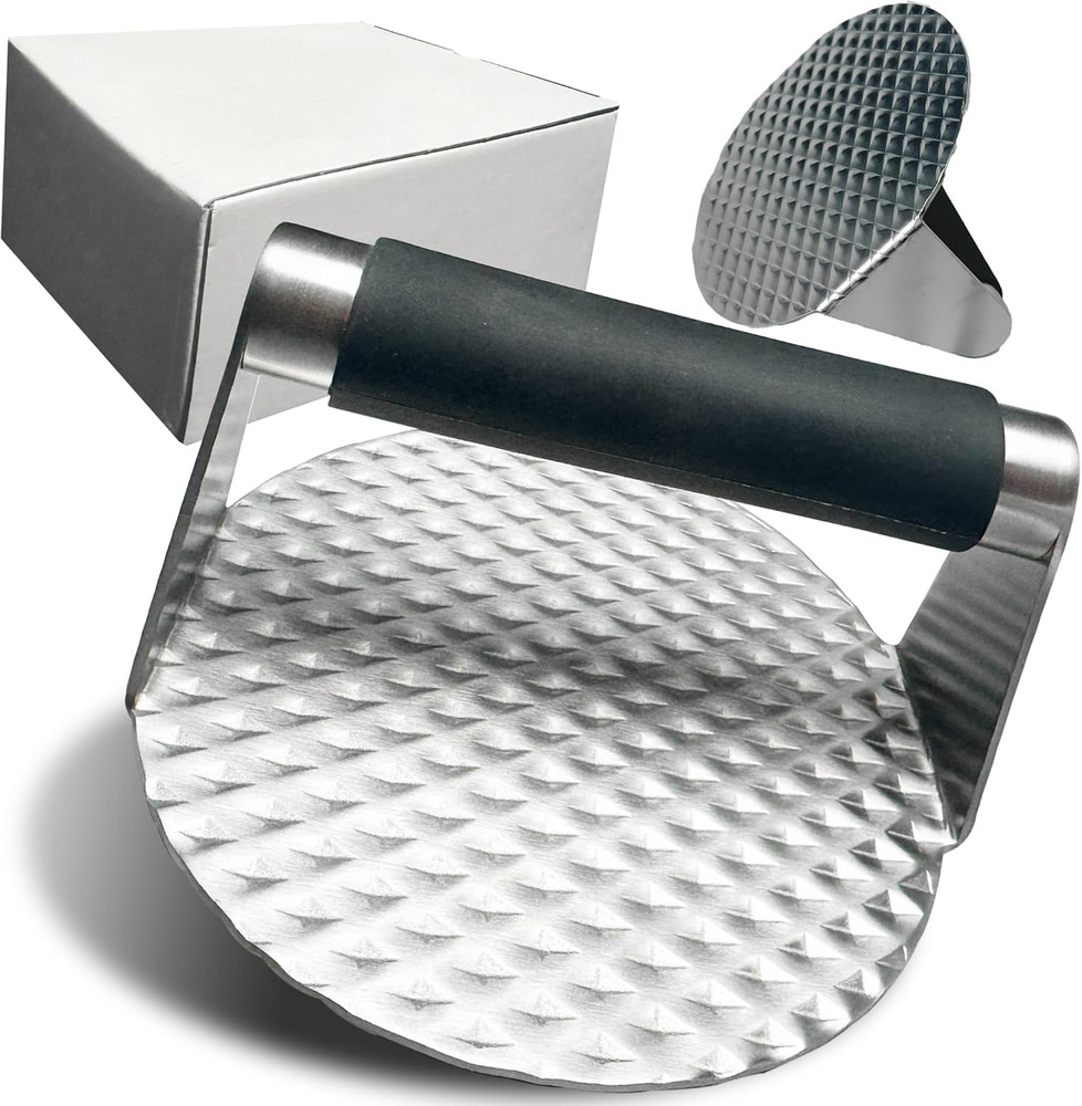 Updated Smash Burger Press,304 Stainless Steel Hamburger Press with Heat Insulat