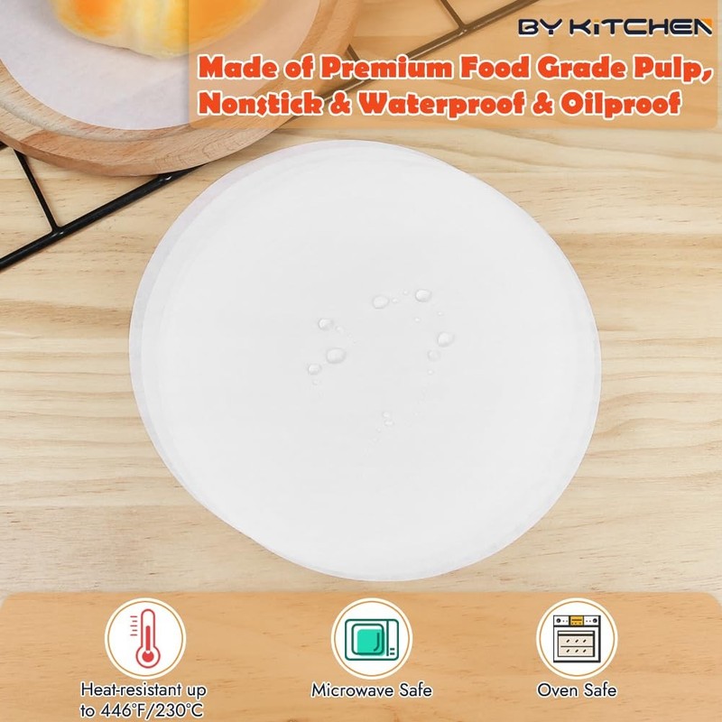 BYKITCHEN Parchment Paper Rounds, Set of 220, Non Stick 9 Inch 9 INCH, White gallery
