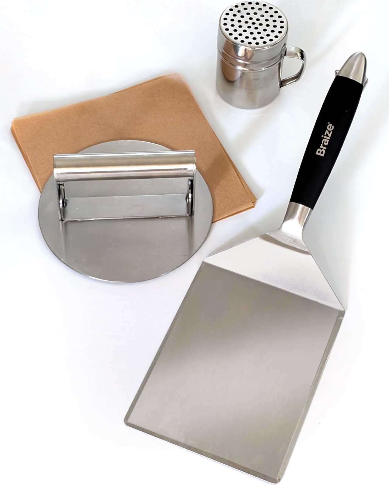 Smash Burger Press Kit – 6.5 Inch Stainless Steel Hamburger Smasher Tool – He... gallery