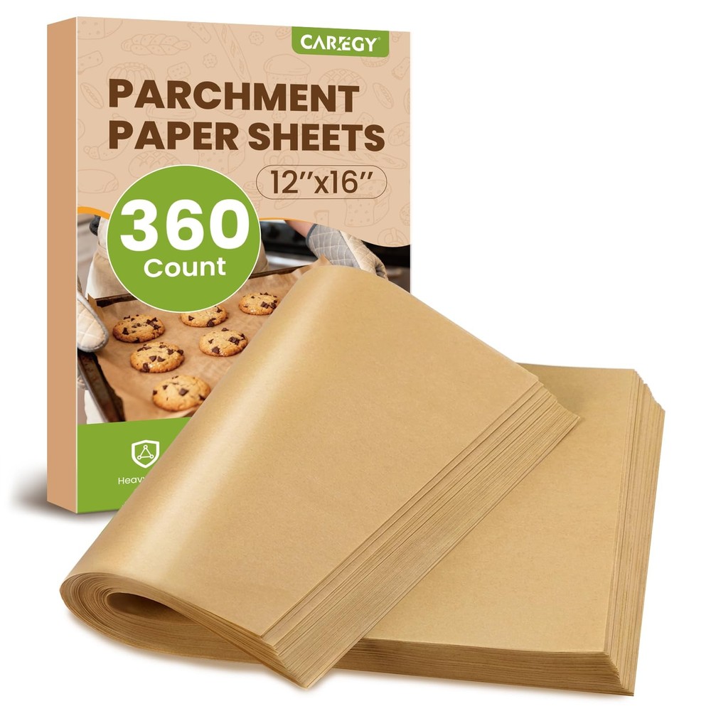 CAREGY 360Pcs Unbleached Parchment Paper Sheets, 12 x 16 360PACK, Brown