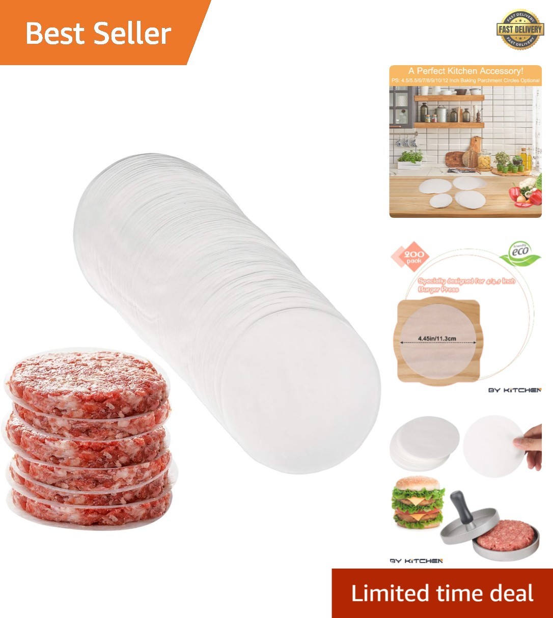 4.5-Inch Baking Parchment Rounds - 200 Sheets for Burger and Cookie Separation gallery