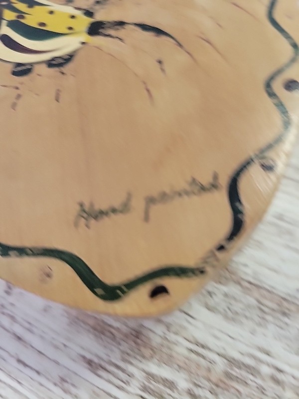 Vintage Wood Hamburger Press with Rooster - Hand Painted in Japan gallery