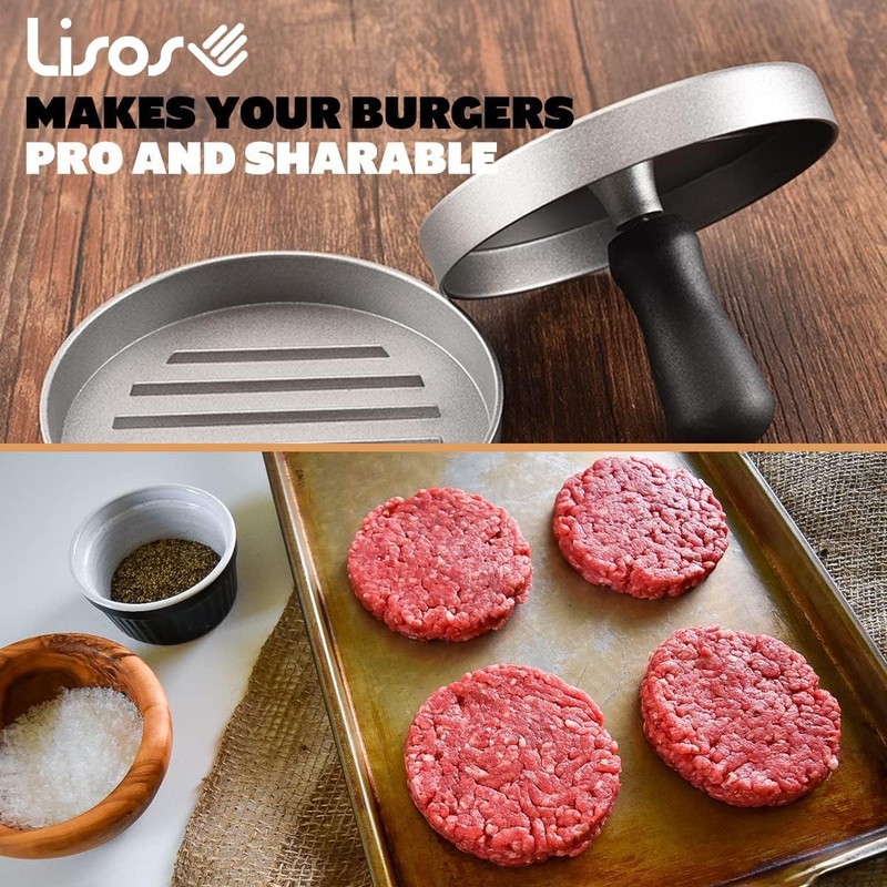 LISOS Burger Press 100 Patty Papers Set I Non-Stick Hamburger Gray gallery