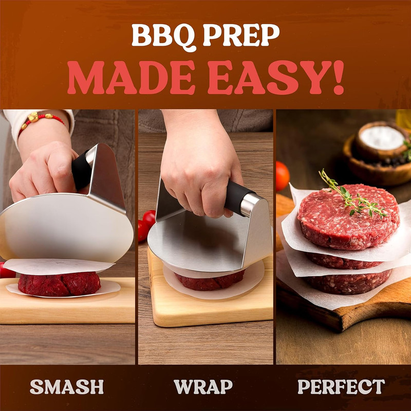 Pisol Smash Burger Press, Hamburger Smasher Tool for Griddle, Stainless Steel Ha gallery