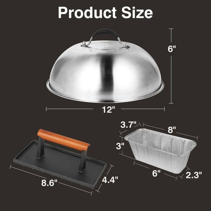Specialty Tool Cast Iron Griddle Press with 12 In. Stainless Steel Melting Dome gallery