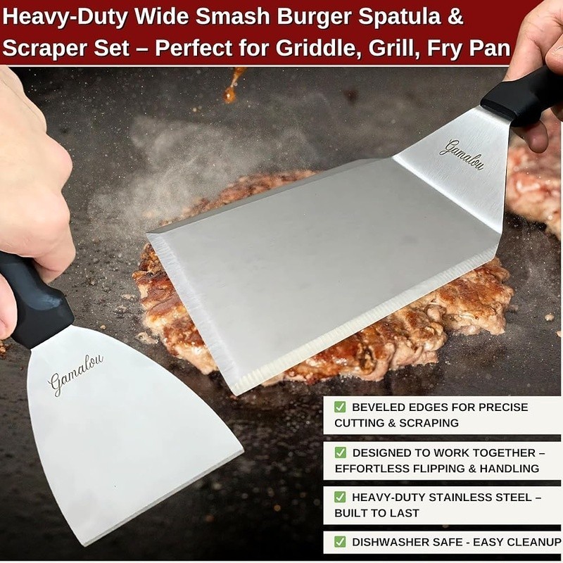 Grill Accessories Set Cast Iron Press Melting Dome Burger Press Spatula Scraper gallery