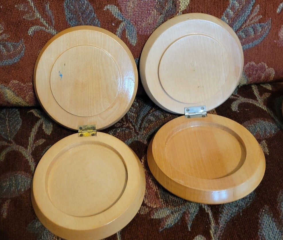 2 Vintage Round Wood Retro Chef Server Hamburger Patty Press Mold BBQ Kitchen gallery