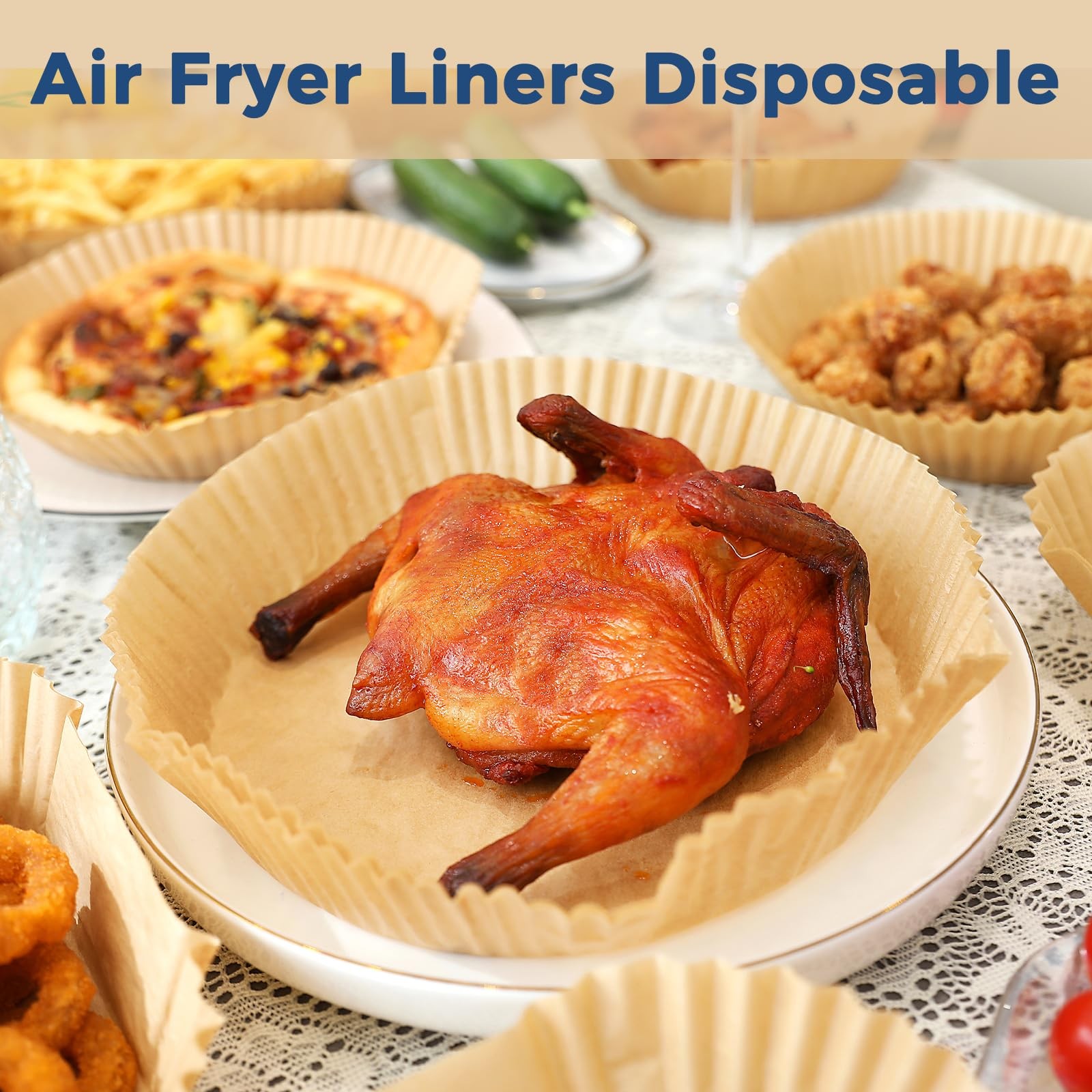 100PCS Air Fryer Paper Liners, Disposable Non-Stick 8inch-100pcs, Paper-Round gallery