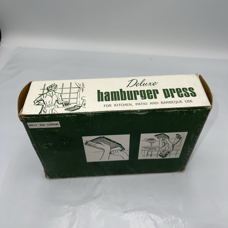 Kitchen-Quip Deluxe Vintage Chrome Plated Hamburger Press in Box USA Preowned gallery