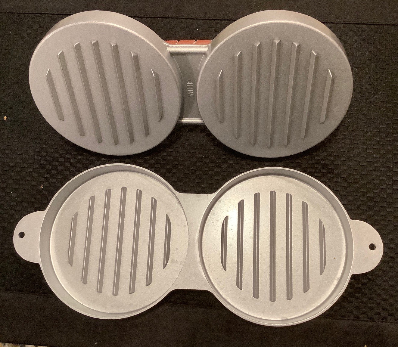 Double Aluminum Hamburger Press Patty Maker - Two 4.5-Inch Molds - Exc. Cond. gallery