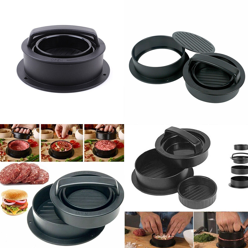 US 1-2 Pack Stuffed Hamburger Press Patty Maker Burger 3 in 1 Non-Stick Mold gallery