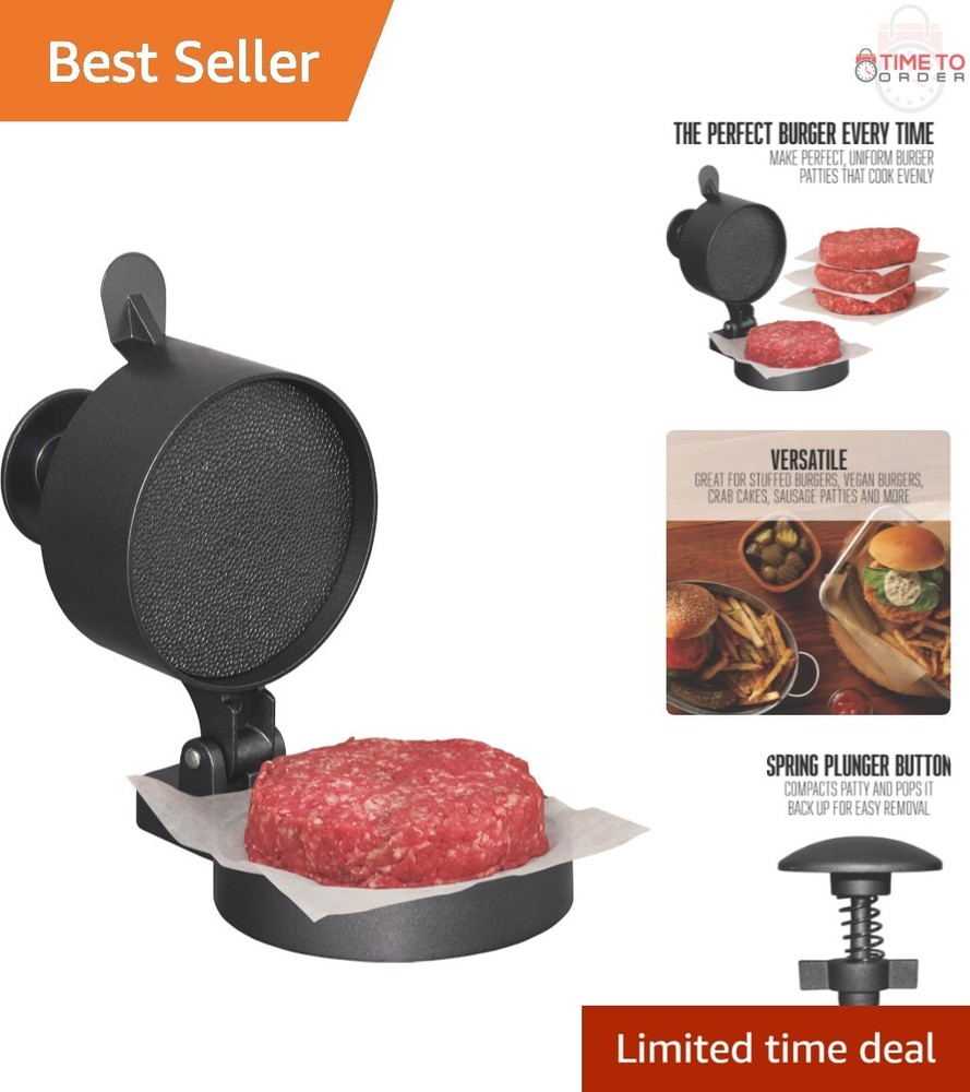 Burger Press Cast Aluminum Nonstick 4.5" Diameter Patties Sausage Crab Cakes