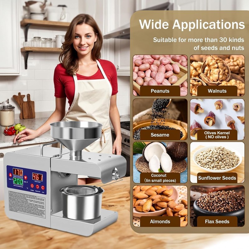 Oil Press Machine, 110V Home Commercial Automatic Oil Press Extractor, Steel ... gallery