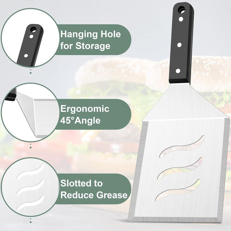 Metal Burger Spatula 2PCS, Heavy Duty Stainless Steel Griddle Hamburger Spatula gallery