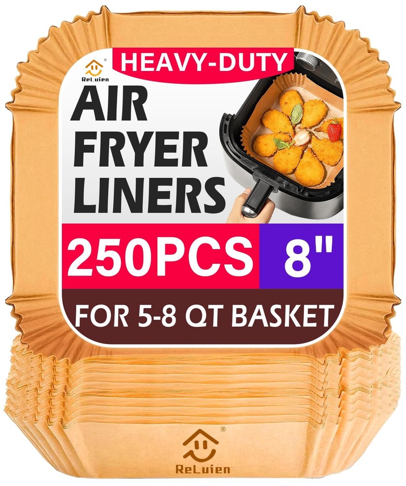 Air Fryer Liners Disposable, 250pcs Non-stick 8Inch-Square-250PCS, Yellow
