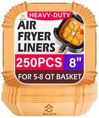 Air Fryer Liners Disposable, 250pcs Non-stick 8Inch-Square-250PCS, Yellow