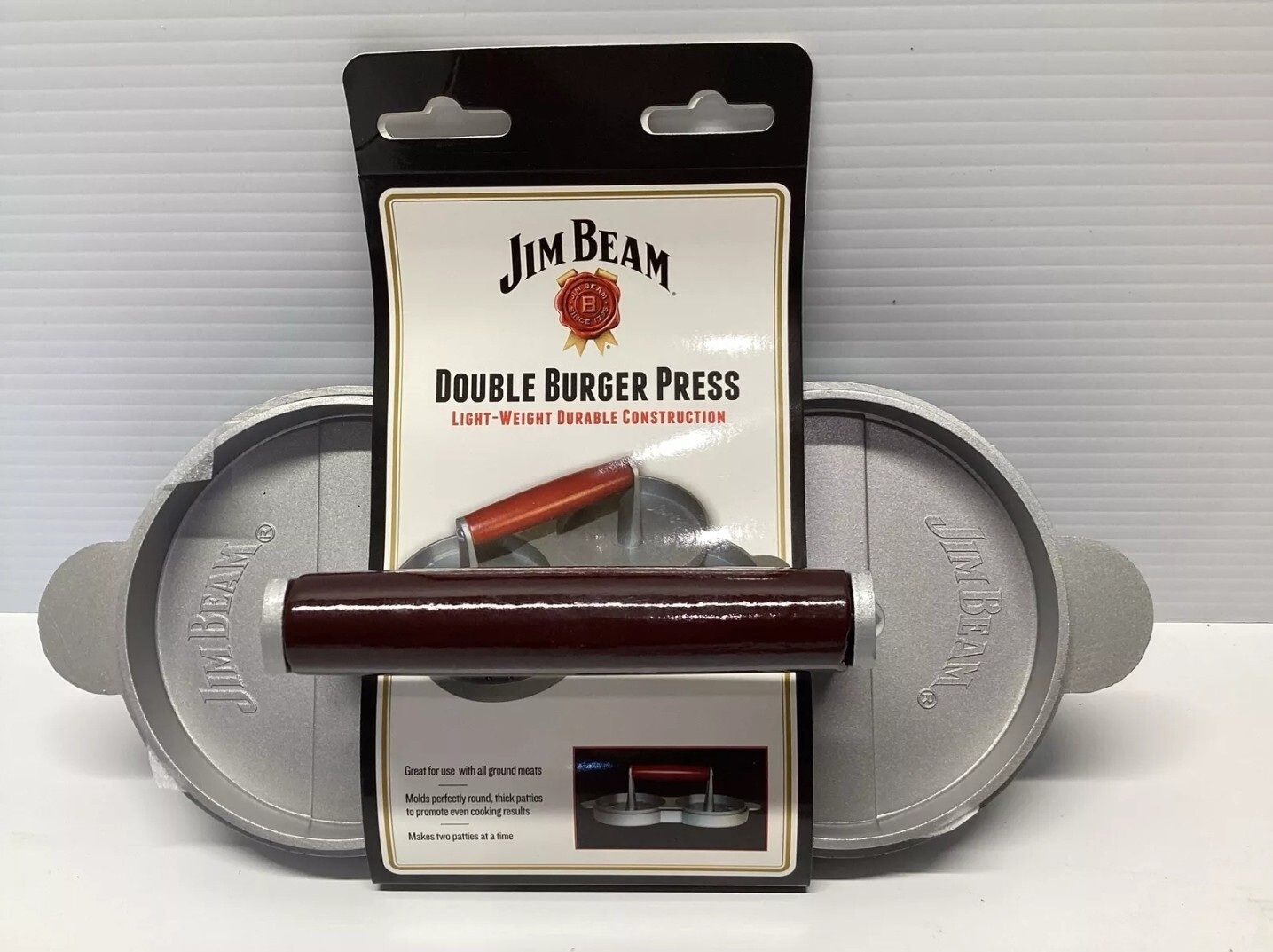 Jim Beam Non Stick Heavy Duty Aluminum Double Burger Grilling Patty Press JB0169 gallery