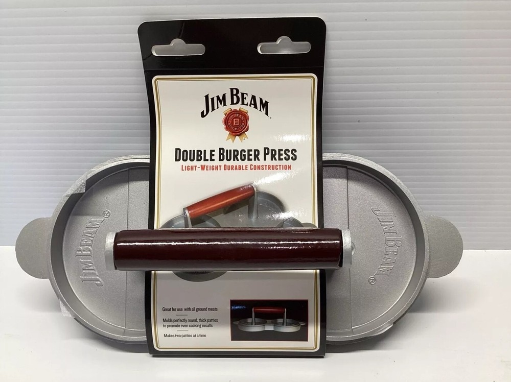 Jim Beam Non Stick Heavy Duty Aluminum Double Burger Grilling Patty Press JB0169