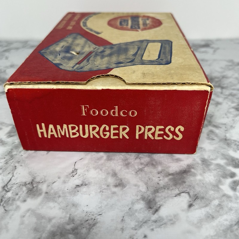 Vintage Foodco Hamburger Press Solid Die-Cast Lifetime Aluminum w/ Original Box gallery